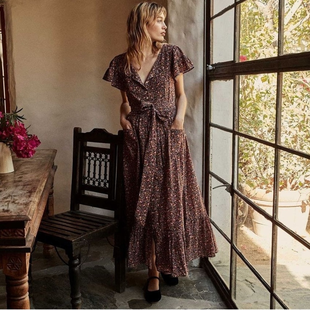 Doen Marfa Dress XS Blue Laurel Canyon Rose